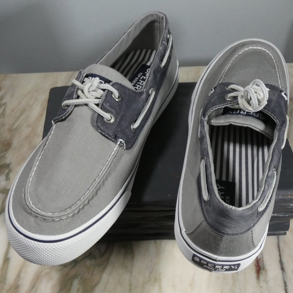 Sperry Men's Bahama II Boat Shoe, SW Grey/Navy, 11 M US